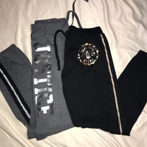 2 pairs of justice sweatpants girls size 10 - Picture 1 of 7